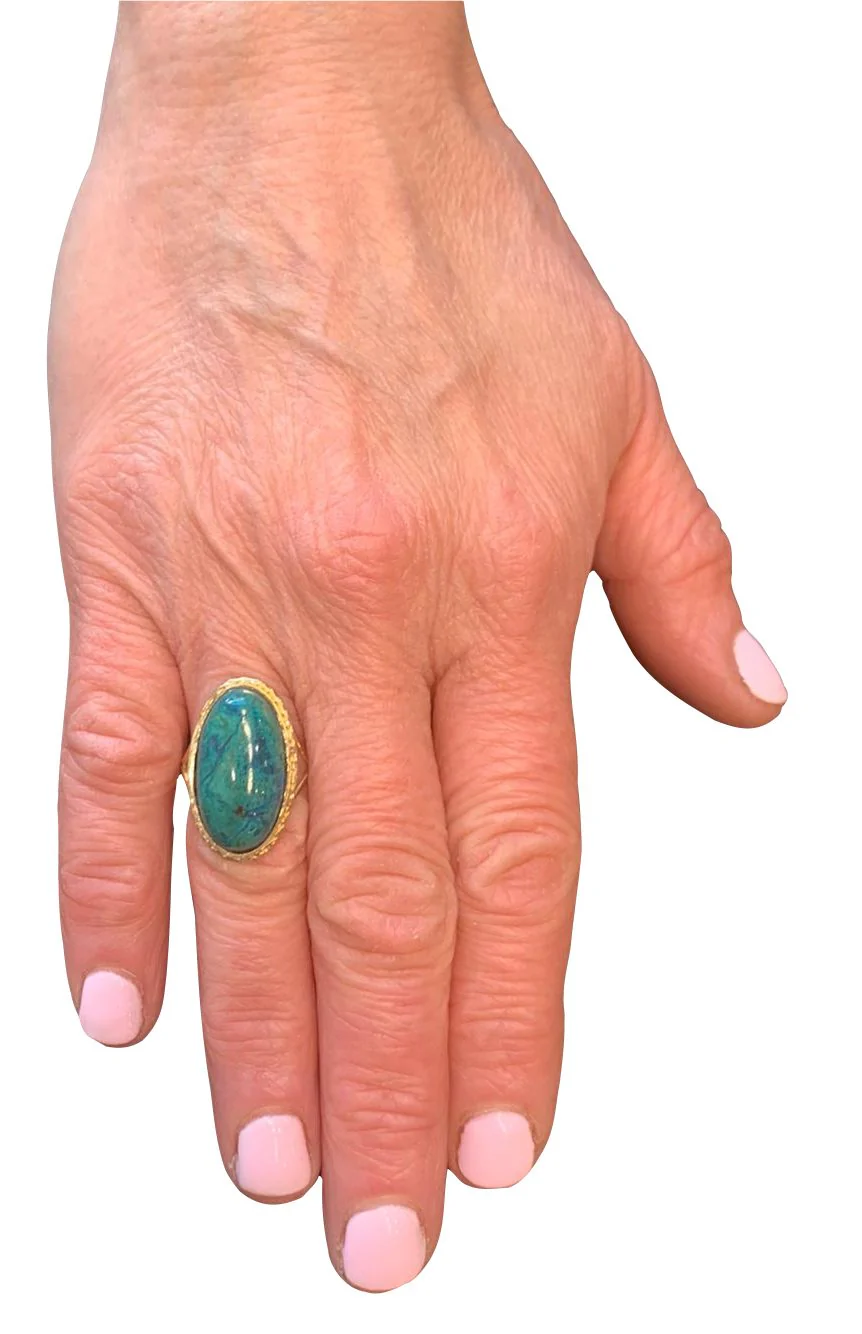 Eilat stone jewellery - 14k Gold Eilat Stone Cocktail Ring - Image 4