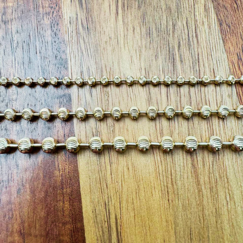 14K Gold Large Diamond Cut Ball Chain - 5mm Heavyweight - Image 4