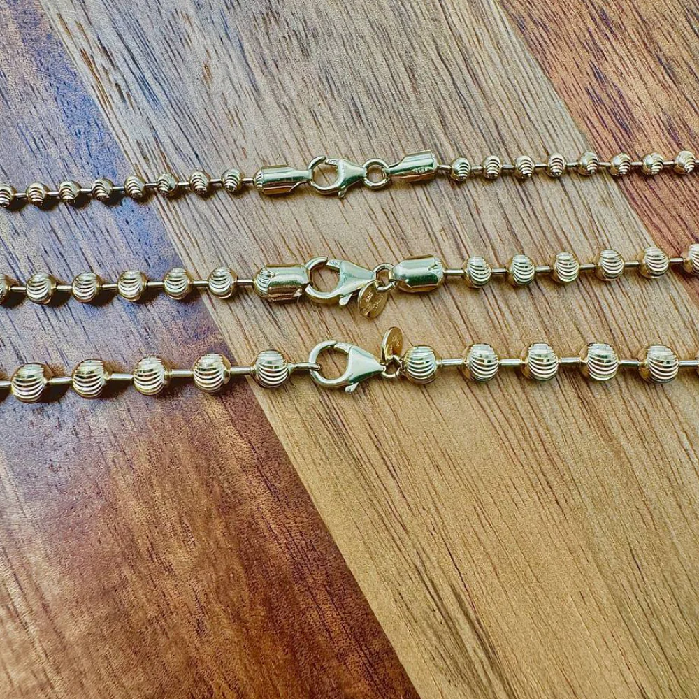 14K Gold Large Diamond Cut Ball Chain - 5mm Heavyweight - Image 5