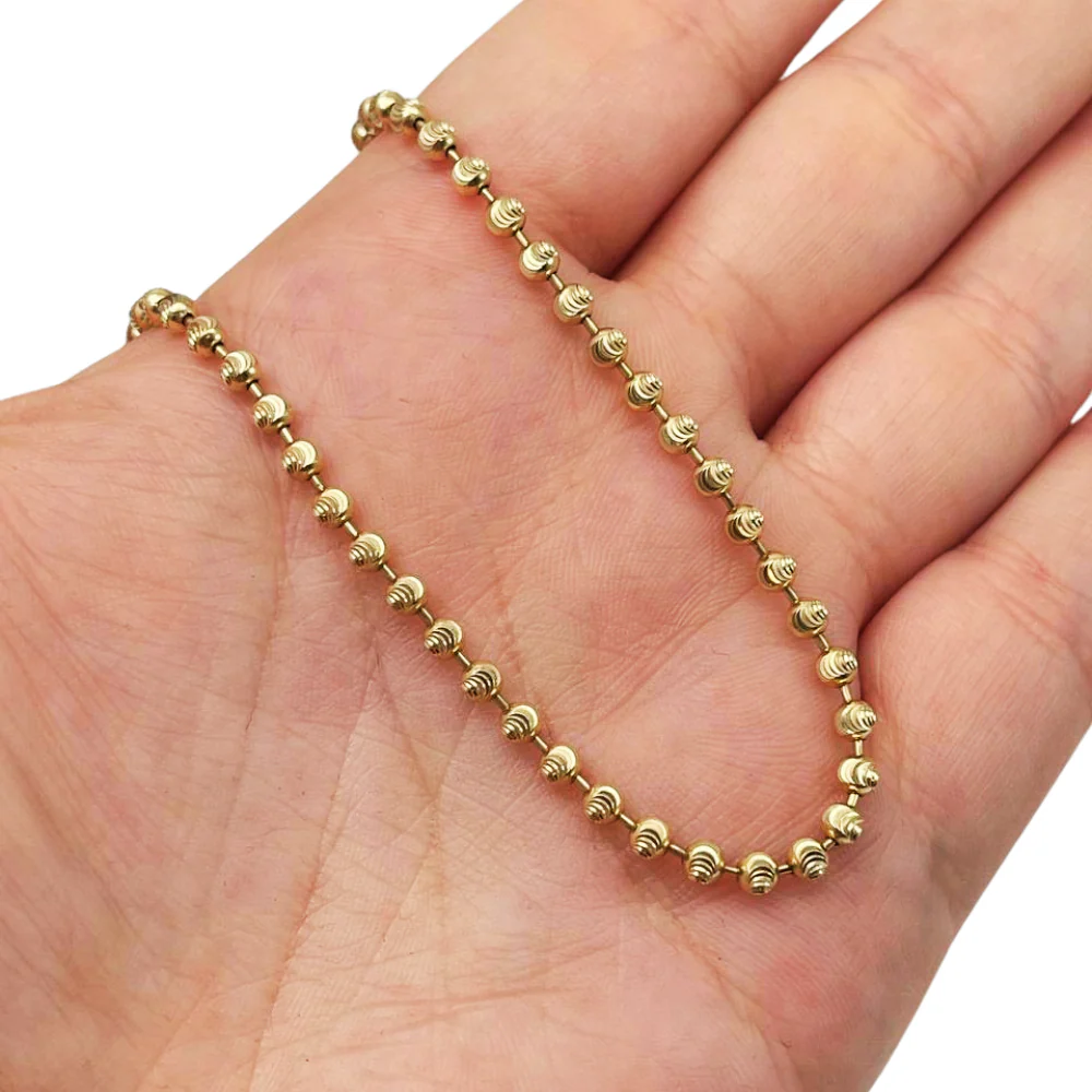 14K Gold Small Diamond Cut Ball Chain - 3 MM - Image 6