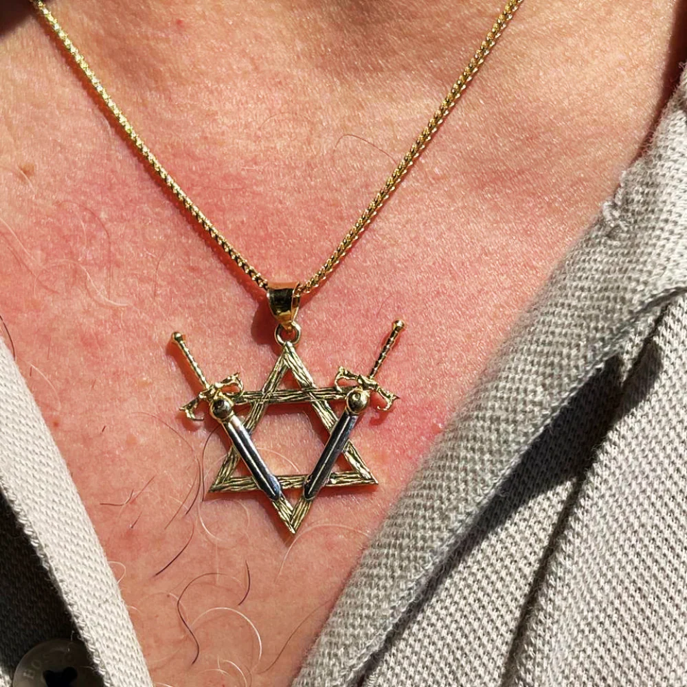 Victory Swords Star of David Pendant in 14K Two-Tone Gold - Image 8