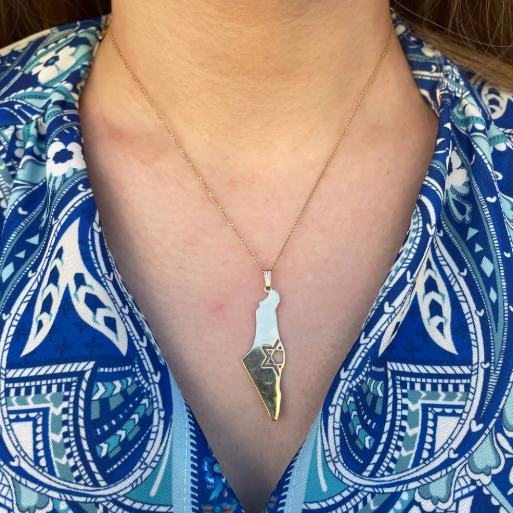 Map of Israel with Star of David 14K Gold Pendant - Image 5