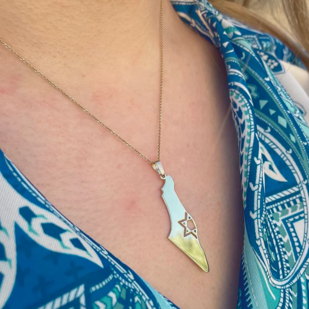 Map of Israel with Star of David 14K Gold Pendant - Image 6