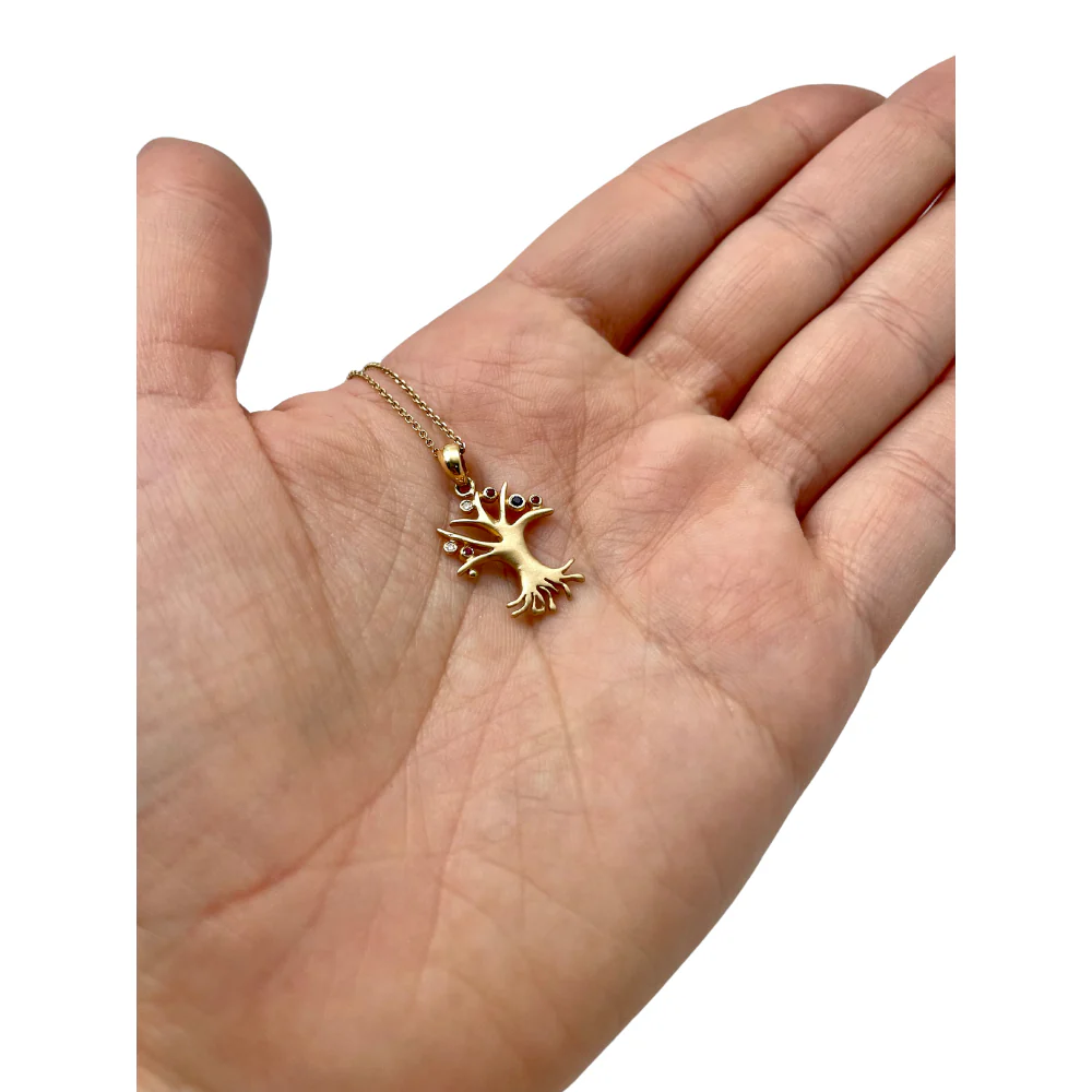 Tree of Life Rubies Diamonds Sapphires 14k Gold Pendant - Image 5